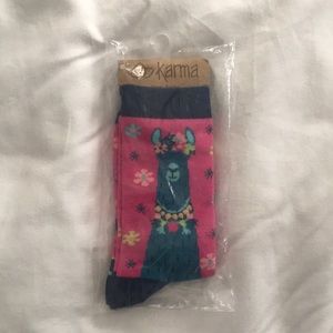 NWT Karma “Flower Crown Llama” crew socks